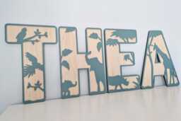 Extra Large Safari Personalised Name Sign, Jungle Nursery Wall Name, Wild Animal Wooden Letters, One D??cor, Custom Art - thumbnail 1