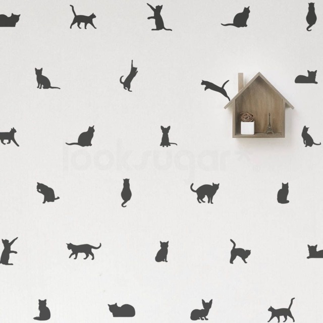 Kitty Cat Pattern Wall Decal . Stickers Decals - Lswp-Ap0065Nf - image 1