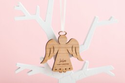 Personalised Wooden Angel Christmas Tree Decoration - Engraved Bauble Traditional Gift Ideas - thumbnail 1
