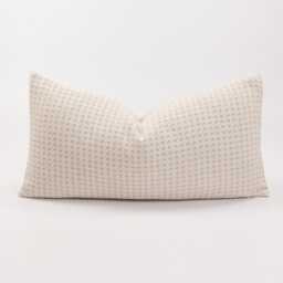 Oatmeal Linen Lumbar Pillow Cover, Bamboo Reverse, Farmhouse Cushion