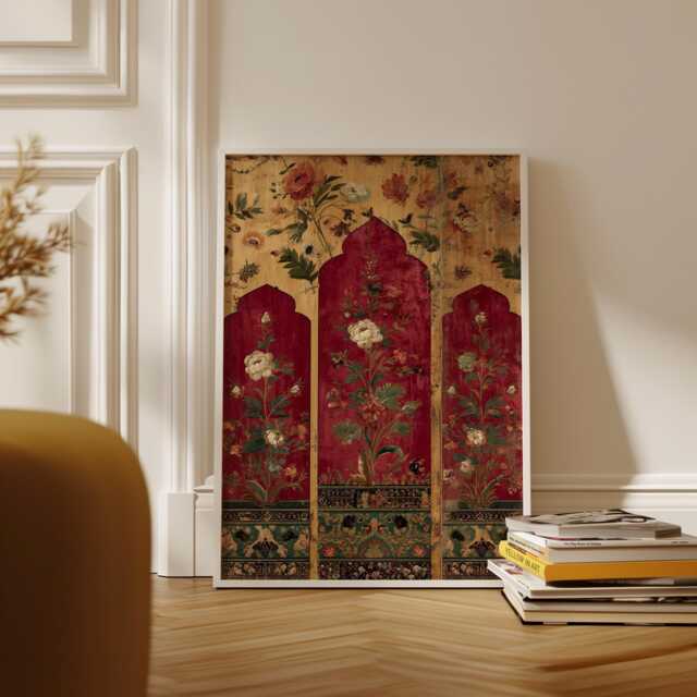 Persian Floral Arch Poster, Ornate Tapestry-style Art Print - image 1
