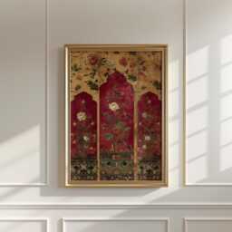 Persian Floral Arch Poster, Ornate Tapestry-style Art Print - thumbnail 2