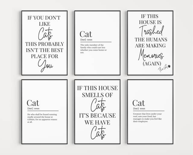Cat Prints, Quote Wall Definition Prints For Lover, Mum Funny Sitter Gift Idea - image 1