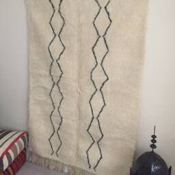 Beni Ourain Rug - Moroccan Handwoven Rug, Pure Wool, Ivory With Black Marks/150 X 215 cm 4.92 7.05 Ft Code 022 - thumbnail 4