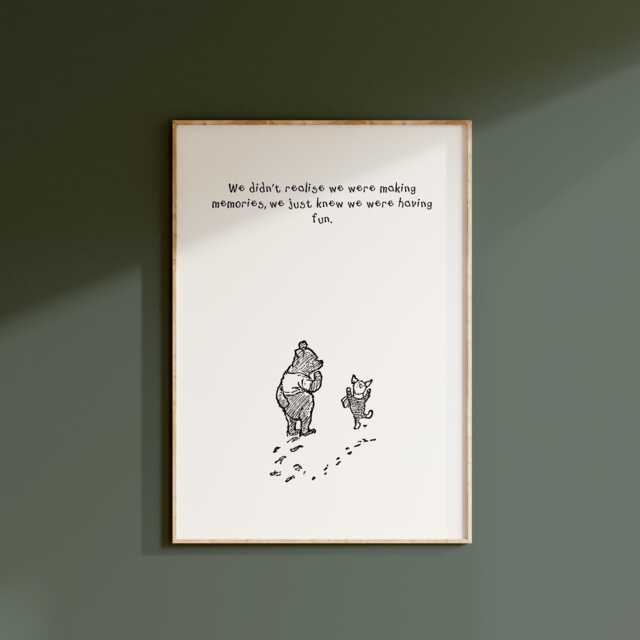 Winnie The Pooh Print, Quote Nursery Decor, Wall Art, New Baby Gift, Unframed, A2/A3/A4/A5, Themed - image 1