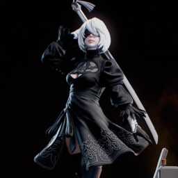 Black Protocol - Android Warrior Philosophical Sci-Fi 2B Resin Figure 16K - thumbnail 3