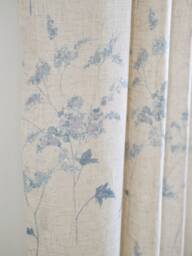 Bluma Print Linen Curtain, Floral Drape, Semi Blackout Custom Curtain For Livingroom, Extra Long 1Pc