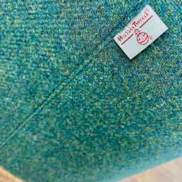 Green Harris Tweed Footstool With Tiny Wooden Legs - thumbnail 2