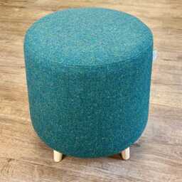 Green Harris Tweed Footstool With Tiny Wooden Legs - thumbnail 3