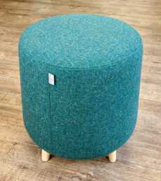 Green Harris Tweed Footstool With Tiny Wooden Legs - thumbnail 1