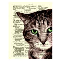 Tabby Cat Art Print Sly On 1897 Dictionary Page - thumbnail 3