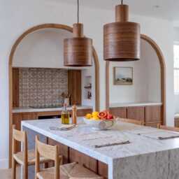 Kitchen Island Wood Pendant Light, Japandi Oak Lighting, Dining Room Lamp - thumbnail 3