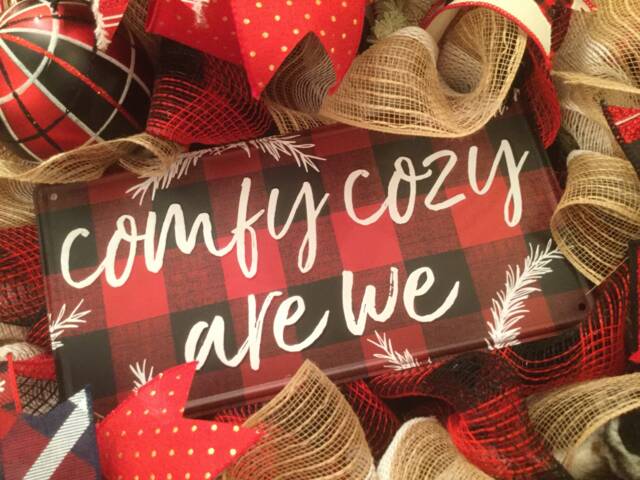 Winter Wreath, Buffalo Plaid, Red Black, Holiday, Christmas, Front Door, Warm, Cozy, Wreath - image 1