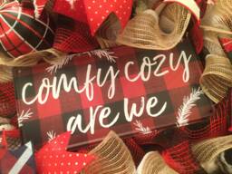 Winter Wreath, Buffalo Plaid, Red Black, Holiday, Christmas, Front Door, Warm, Cozy, Wreath - thumbnail 1