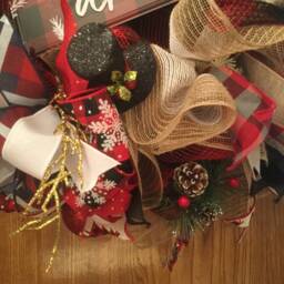 Winter Wreath, Buffalo Plaid, Red Black, Holiday, Christmas, Front Door, Warm, Cozy, Wreath - thumbnail 2