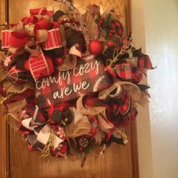 Winter Wreath, Buffalo Plaid, Red Black, Holiday, Christmas, Front Door, Warm, Cozy, Wreath - thumbnail 3
