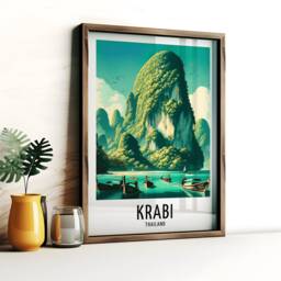 Krabi Travel Print - Thailand Watercolour Poster Design - Wall Artwork Holiday Gifts Home Decor Art Gift Thai Painting - thumbnail 2