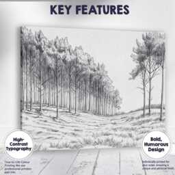 Monochrome Woodland Pencil Sketch Forest Landscape Canvas Wall Art Print Decor Picture Ready To Hang - thumbnail 1