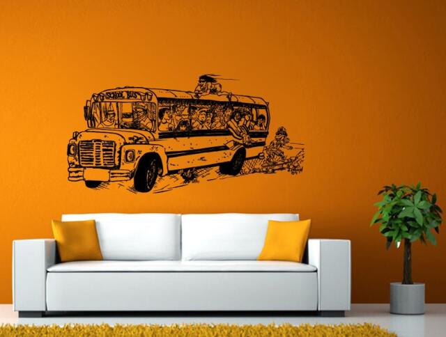 School Bus Loaded With Crazy Kids Wall Or Window Sticker Decal Vinyl Fathead Mural Decor L1965 - image 1