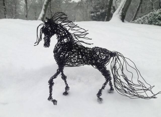 Black Horse Decor, Sculpture, Father Gift, Figurine, Graduation Animal Lover Wire Collectibles, Art - image 1