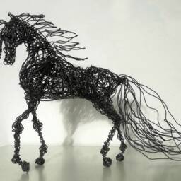 Black Horse Decor, Sculpture, Father Gift, Figurine, Graduation Animal Lover Wire Collectibles, Art - thumbnail 3