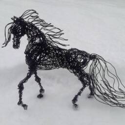 Black Horse Decor, Sculpture, Father Gift, Figurine, Graduation Animal Lover Wire Collectibles, Art - thumbnail 2