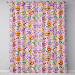 Cute Halloween Donut Candy Ice Cream Kawaii Seamless Pattern Pink Background Readymade Eyelet Ring Top Thermal 100% Blackout Curtains - thumbnail 2