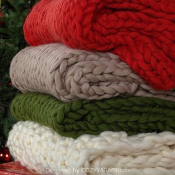 Chunky Knit Blanket Throw Merino Wool Baby Super Yarn - thumbnail 2