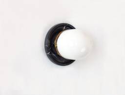 Minimalist Black Veined Marble & Opal Glass Shade Flush Mount Sconce Vanity Light White Utility Foyer