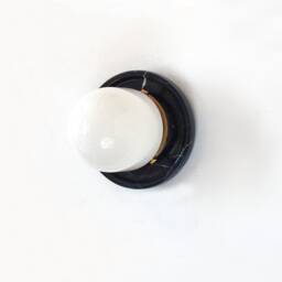 Minimalist Black Veined Marble & Opal Glass Shade Flush Mount Sconce Vanity Light White Utility Foyer - thumbnail 4