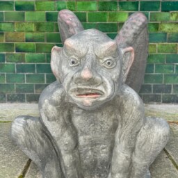 Concrete Gargoyle Statue Stone Gothic Sculpture Outdoor Guardian Ornament Garden Figurine Handmade Art - thumbnail 4