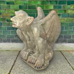 Concrete Gargoyle Statue Stone Gothic Sculpture Outdoor Guardian Ornament Garden Figurine Handmade Art - thumbnail 1