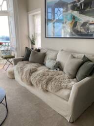 Luxury Double Length Sheepskin Rug Parchment Colour , Genuine Sheepskin Rug, Throw Chair Cover. Long - thumbnail 1