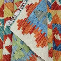 Kilim Rug Classic, Handmade Artisan Afghan Turkish, Scandinavian, Navajo, Bohemian Flatweave, Natural Wool 194x150 cm - thumbnail 4