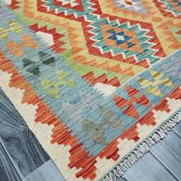 Kilim Rug Classic, Handmade Artisan Afghan Turkish, Scandinavian, Navajo, Bohemian Flatweave, Natural Wool 194x150 cm - thumbnail 3