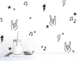 Rock & Roll Decal Set - Nursery Decor, Gift For Mom, Wall Kids Music Decals, Room Art, Vinyl Decal, On - thumbnail 1