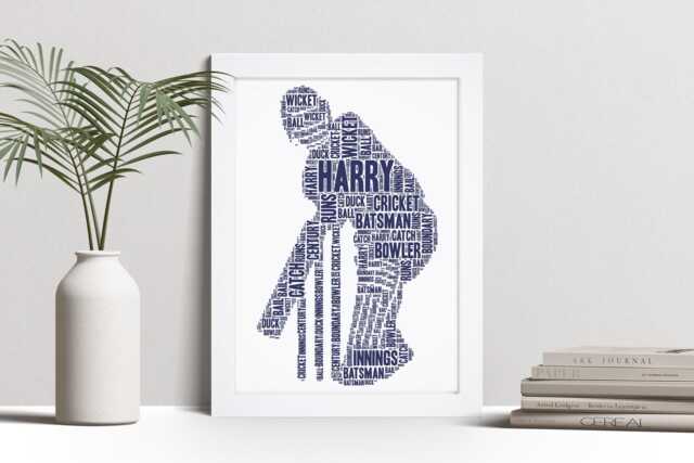 Personalised Cricket Player Word Art Print, Cricketer Gift, Custom Wall Framed Picture, Present For Men, Women Nl - image 1