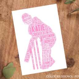 Personalised Cricket Player Word Art Print, Cricketer Gift, Custom Wall Framed Picture, Present For Men, Women Nl - thumbnail 3