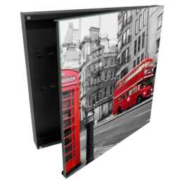 London Contrast Wall Mounted Key Cabinet, Red Box For Wall, Photographic Cities, Lovers Of & Urban Architecture