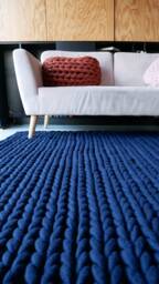 Chunky Rug Felted Merino Wool Scandinavian Style Contemporary Design Minimalistic Boho Crochet Handmade Carpet Giant Knit Kids Nursery - thumbnail 3