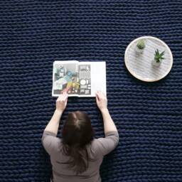 Chunky Rug Felted Merino Wool Scandinavian Style Contemporary Design Minimalistic Boho Crochet Handmade Carpet Giant Knit Kids Nursery - thumbnail 1