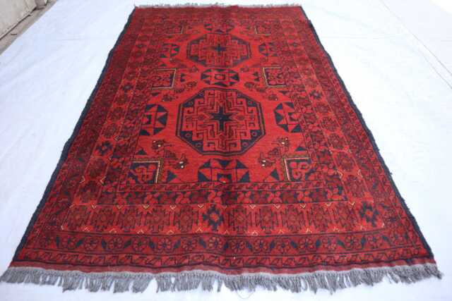 3'1x5'0 Ft Red Bokhara Afghan Rug, Turkmen Oriental Geometric Khal Mohammedi Bukhara Handmade Livingroom, D??cor Office Rug - image 1