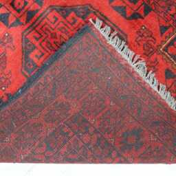 3'1x5'0 Ft Red Bokhara Afghan Rug, Turkmen Oriental Geometric Khal Mohammedi Bukhara Handmade Livingroom, D??cor Office Rug - thumbnail 4