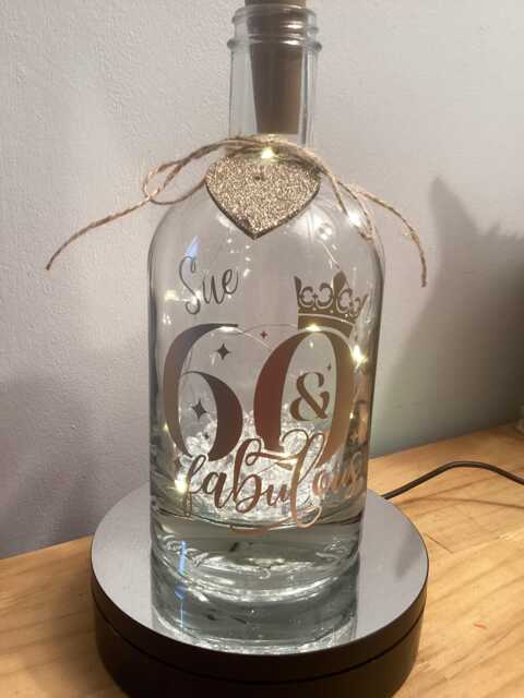 Personalised 60Th Birthday Light Up Bottle, Bottle Lamp With Gift Messaging Service & Bag - image 1