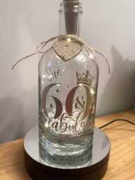 Personalised 60Th Birthday Light Up Bottle, Bottle Lamp With Gift Messaging Service & Bag
