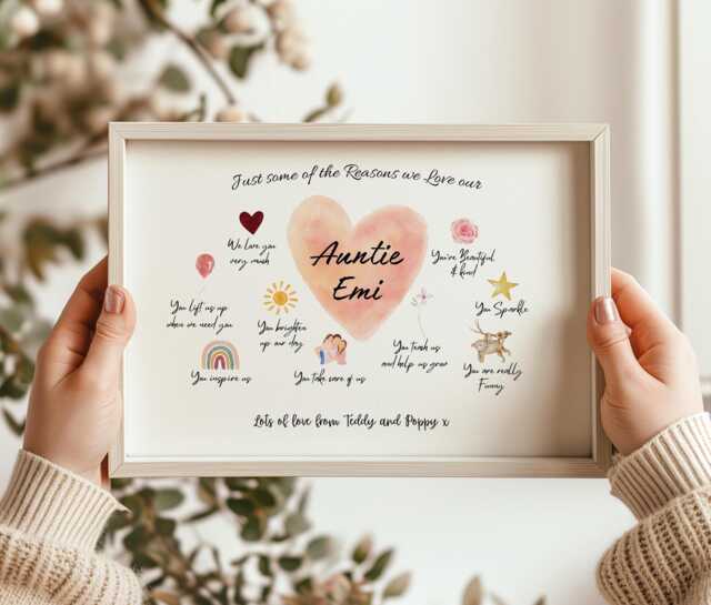 Personalised Auntie Reasons I Love You Watercolour Print - Aunty Gift Ideas For Birthday - image 1