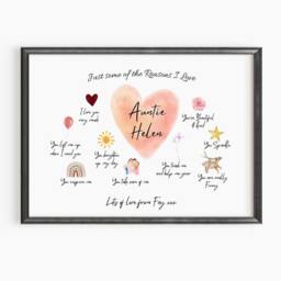 Personalised Auntie Reasons I Love You Watercolour Print - Aunty Gift Ideas For Birthday - thumbnail 2