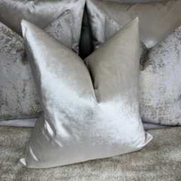 Luxurious Mimosa Cushion Cover, Ivory - Champagne Throw Pillow Velvet Polyester Neutral Decor