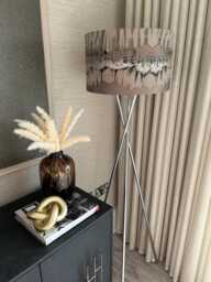Handmade Lampshade in Fryetts Inca Abstract Print Bronze, Black, Gold, Taupe Colours. Various Sizes Available, Ceiling Or Table Lamp Options - thumbnail 1