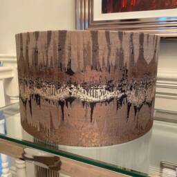 Handmade Lampshade in Fryetts Inca Abstract Print Bronze, Black, Gold, Taupe Colours. Various Sizes Available, Ceiling Or Table Lamp Options - thumbnail 3